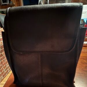 Sleek Black Leather Women's Backpack